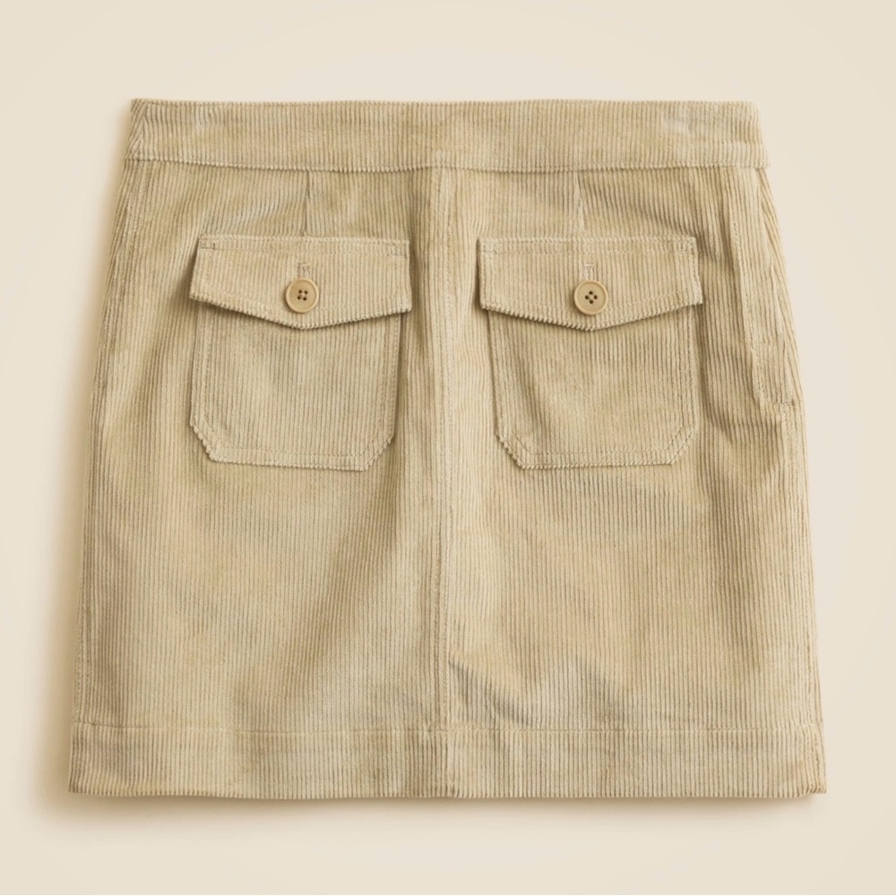 J.Crew Patch Pocket Corduroy Mini Skirt in Light Beige